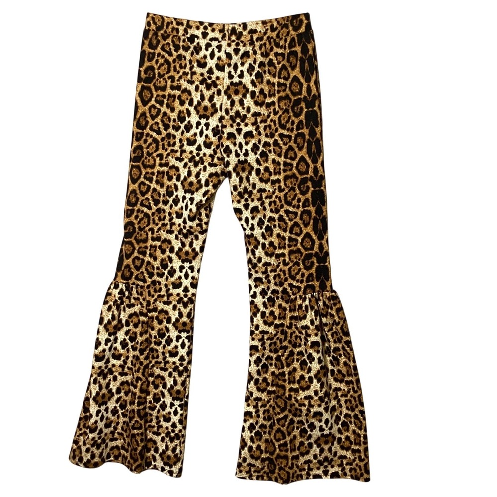 Park Avenue M Leopard Animal Print Bell Bottom Flare Pants Boho Streetwear - Picture 3 of 8